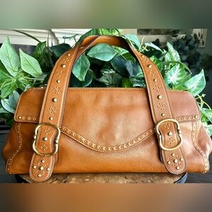 Michael Kors Vintage Cognac Standard Studded Leather Satchel